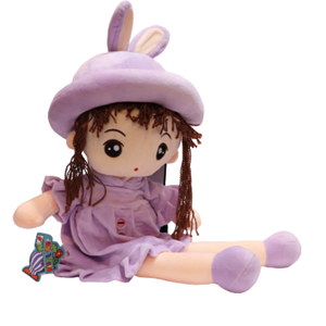 عروسک دختر کلاه خرگوشی یاسی 55 سانتی متر_اسباب بازی